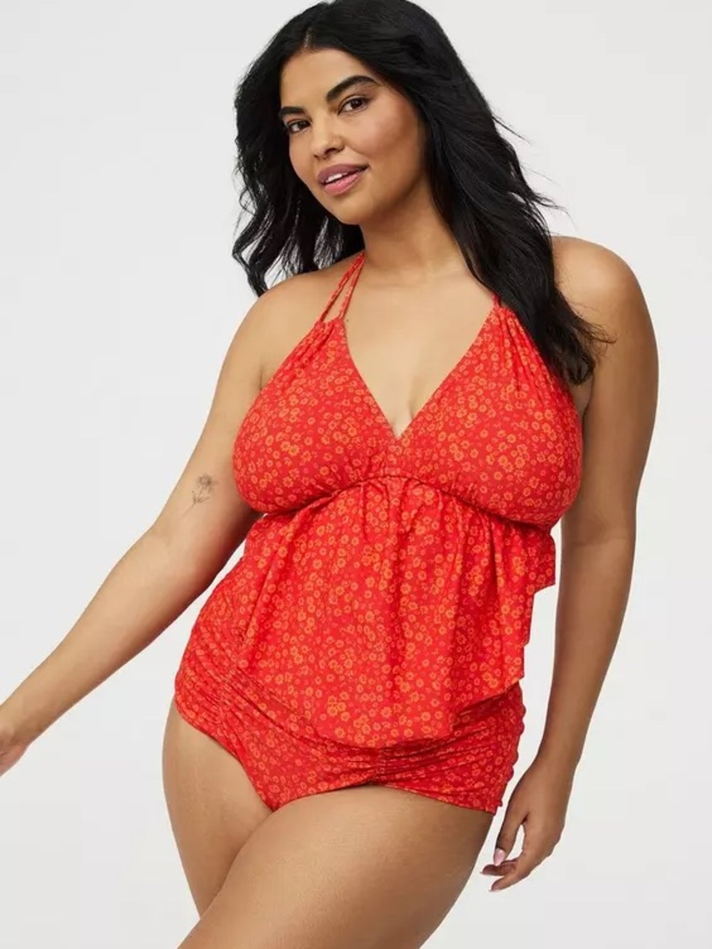 Torrid Red/Orange Floral Two Piece Bikini